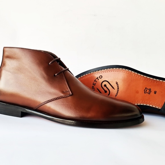 Premium Leather Brown Chukka Boots, Mens Lace-up Ankle Boots, Hand-Stitched Sole main image 4